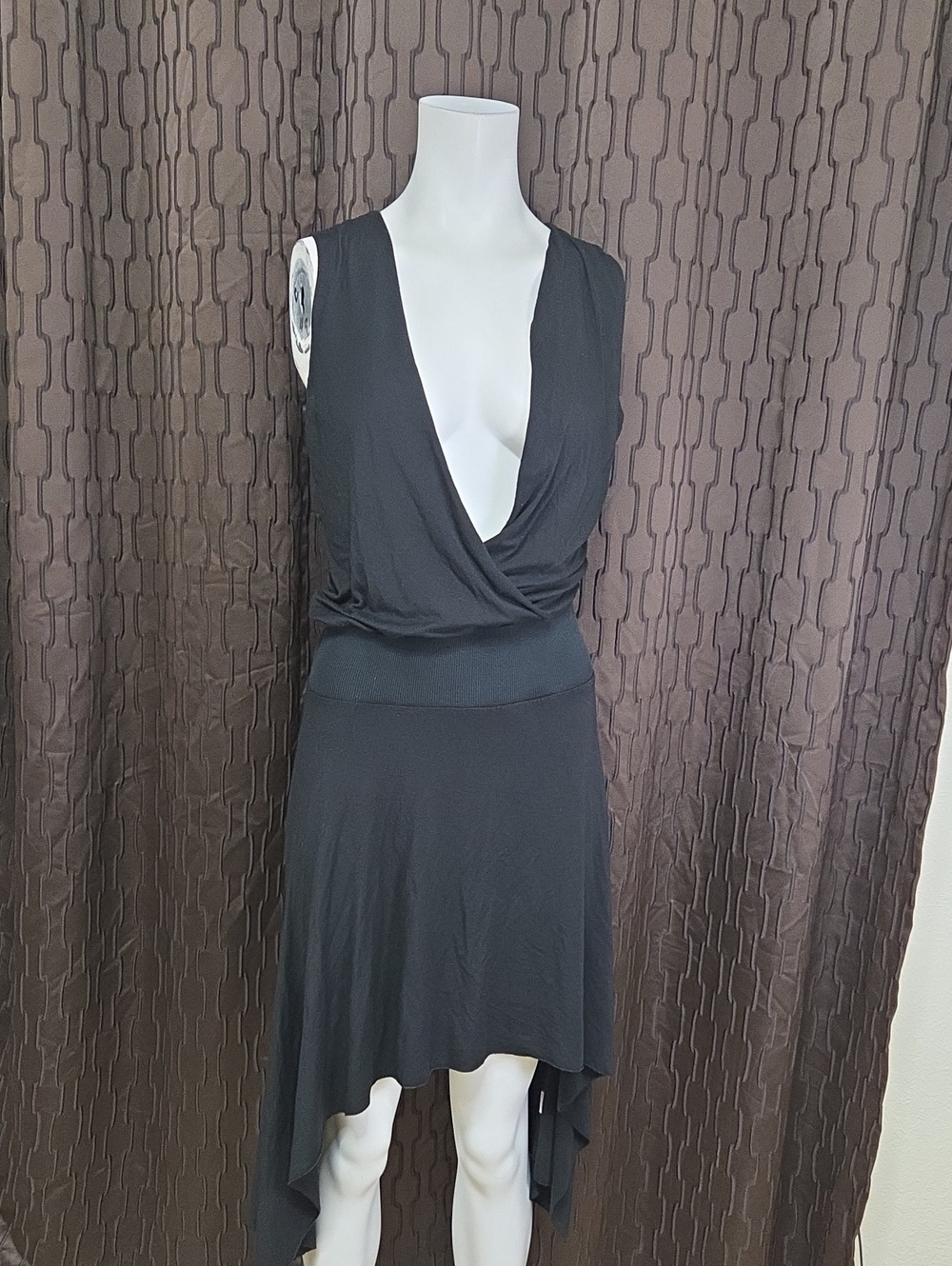 Eight Sixty Black Asymmetrical Deep V-Neck Dress